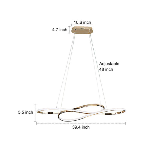 Wavy Double 8-Shaped LED Stepless Dimming Nordic Pendant Light