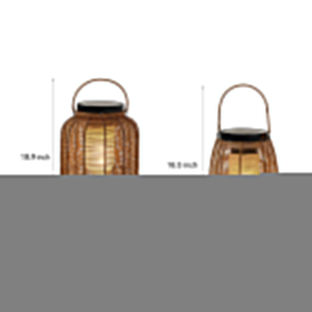 Portable Lantern Rattan LED Waterproof Solar Outdoor Floor Lamp