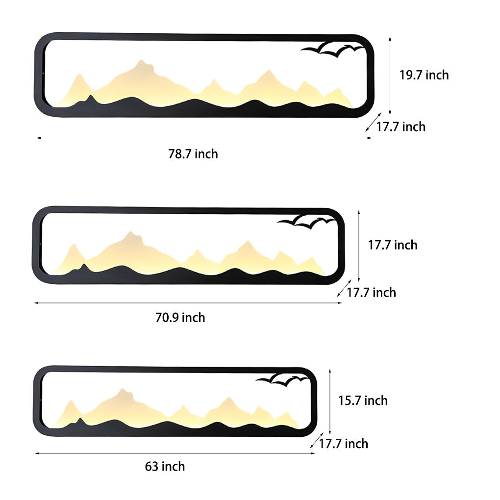 Rectangular Mountain Scenery LED Waterproof Outdoor Wall Lamp