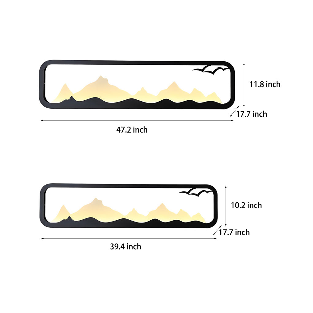 Rectangular Mountain Scenery LED Waterproof Outdoor Wall Lamp