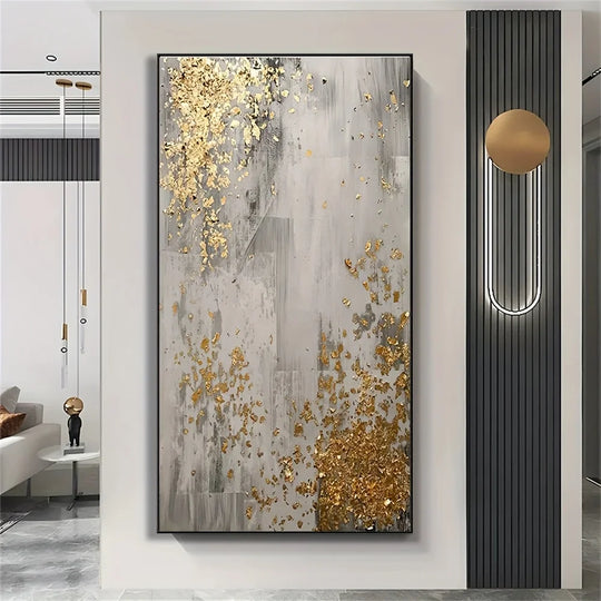 Golden Grey Abstract Large Format Canvas Wall Art
