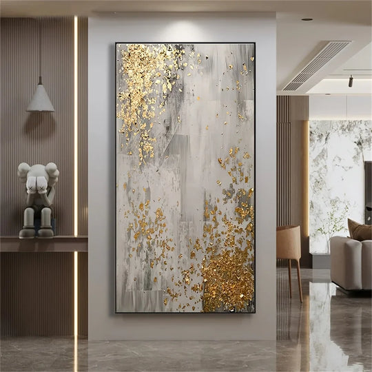 Golden Grey Abstract Large Format Canvas Wall Art