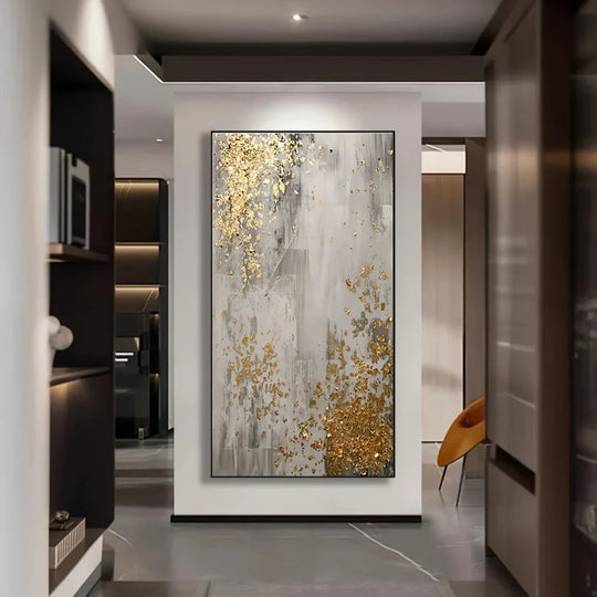 Golden Grey Abstract Large Format Canvas Wall Art