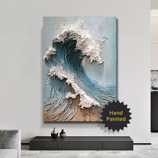 Hand Painted Abstract Seascape Textured Canvas Art