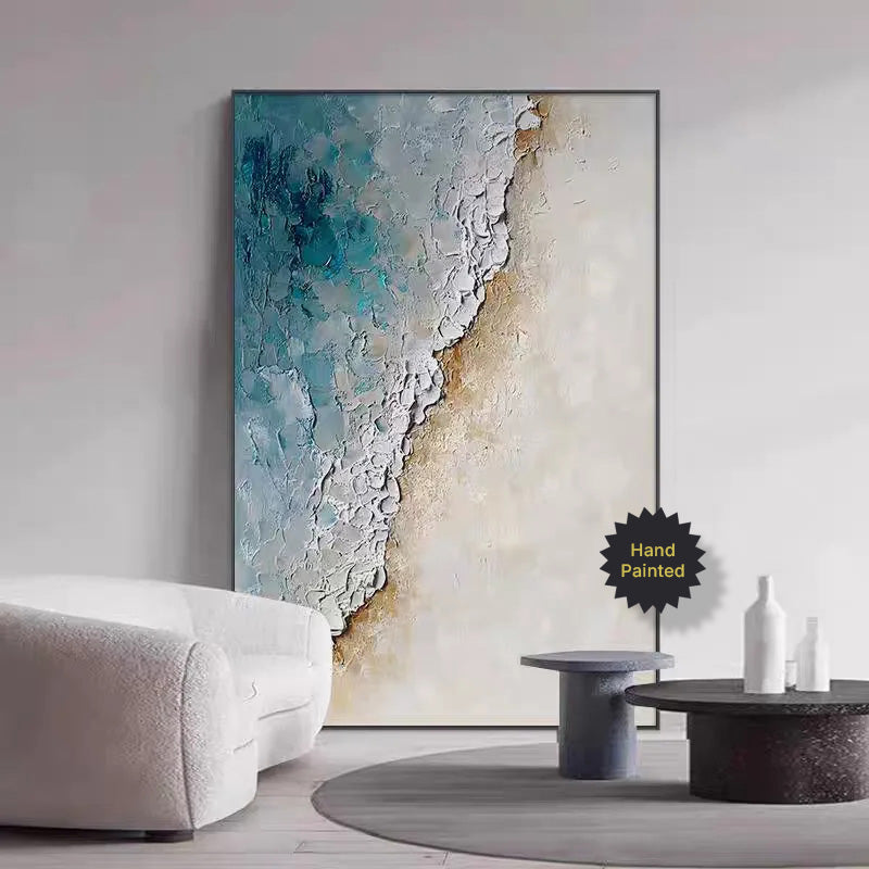 Hand Painted Abstract Seascape Textured Canvas Art