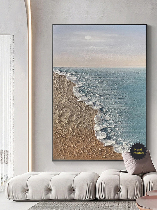 Hand Painted Abstract Seascape Textured Canvas Art