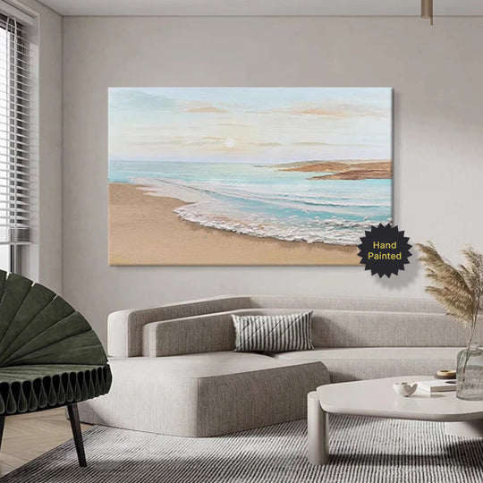 Hand Painted Abstract Coastal Seascape Canvas Art