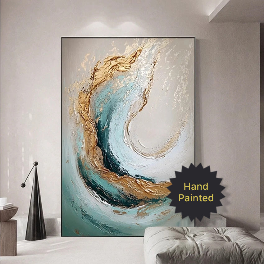 Hand Painted Abstract Seascape Textured Canvas Art