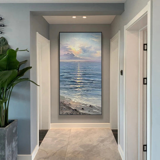 Hand Painted Abstract Coastal Seascape Canvas Art