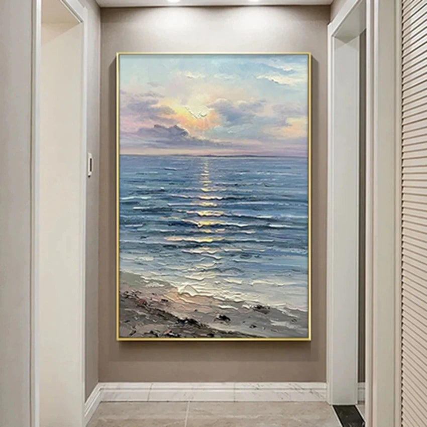 Hand Painted Abstract Coastal Seascape Canvas Art