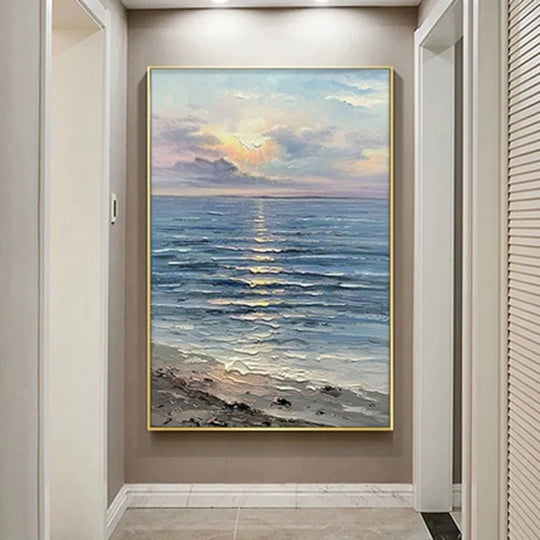 Hand Painted Abstract Coastal Seascape Canvas Art