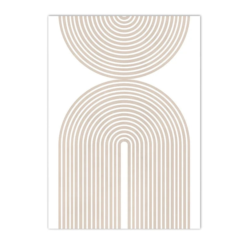 Light Beige Minimalist Geometric Line Art Canvas Wall Art