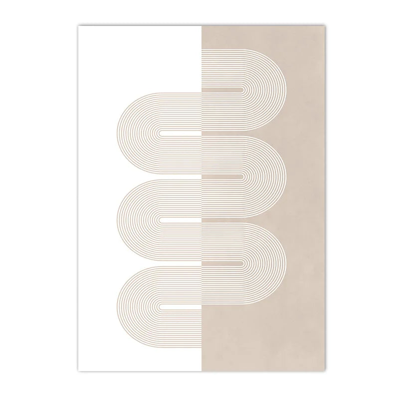 Light Beige Minimalist Geometric Line Art Canvas Wall Art