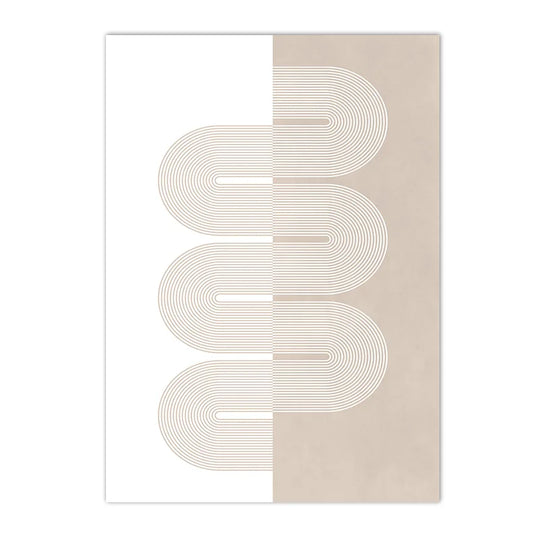 Light Beige Minimalist Geometric Line Art Canvas Wall Art