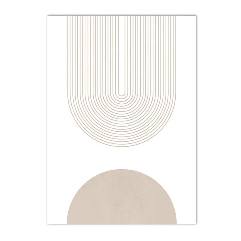 Light Beige Minimalist Geometric Line Art Canvas Wall Art