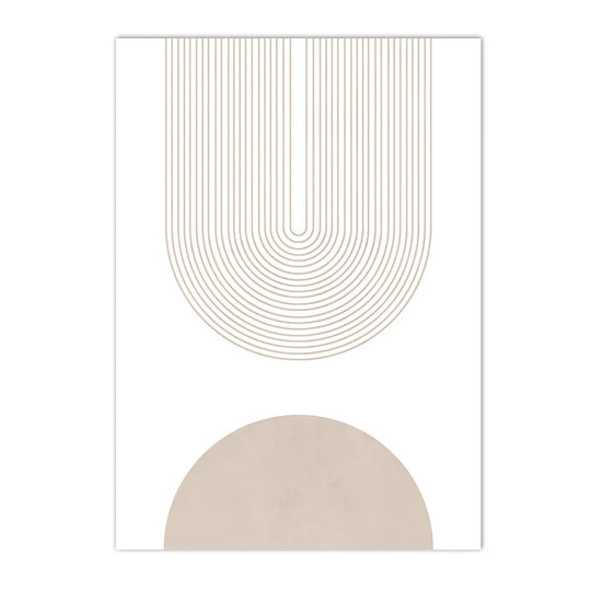 Light Beige Minimalist Geometric Line Art Canvas Wall Art