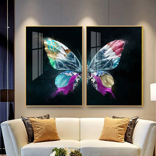 Light Luxury Abstract Butterfly Canvas Wall Art