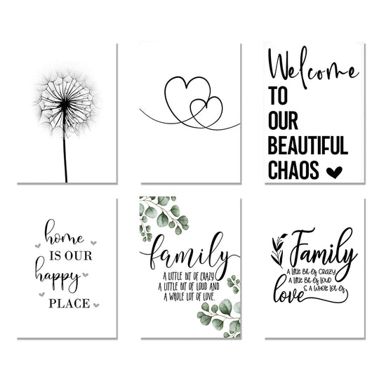 Love Family Home Quote Black White Canvas Wall Art