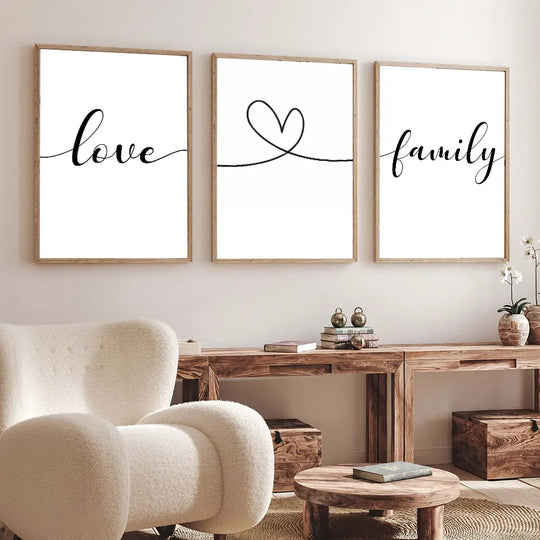 Love Family Word Art Minimalist Canvas Wall Art