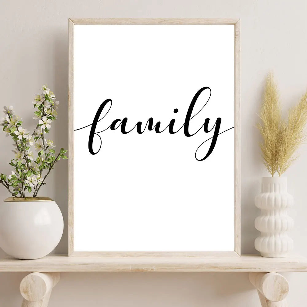 Love Family Word Art Minimalist Canvas Wall Art