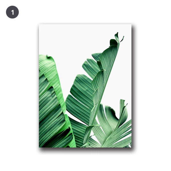 Lush Green Leaves Tropical Botanical Canvas Wall Art