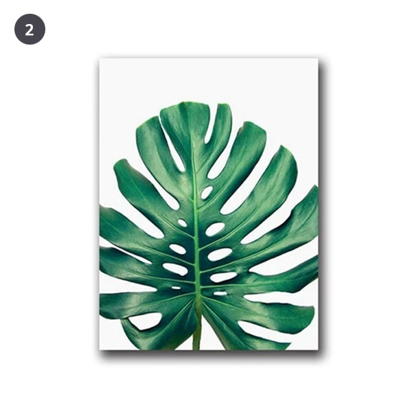 Lush Green Leaves Tropical Botanical Canvas Wall Art