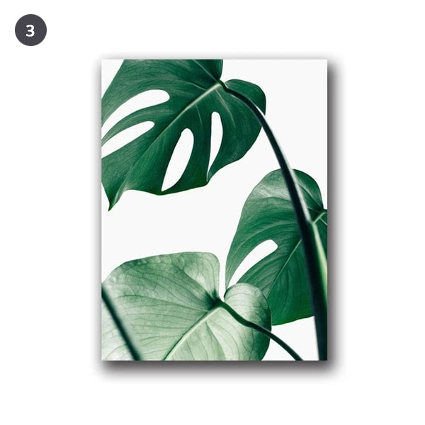 Lush Green Leaves Tropical Botanical Canvas Wall Art