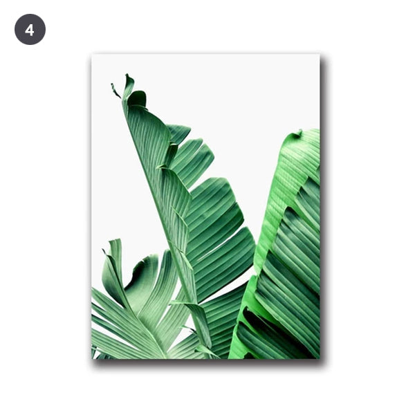 Lush Green Leaves Tropical Botanical Canvas Wall Art