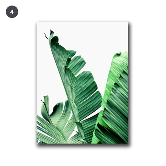 Lush Green Leaves Tropical Botanical Canvas Wall Art