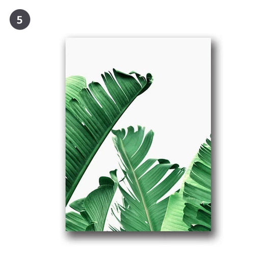 Lush Green Leaves Tropical Botanical Canvas Wall Art