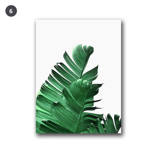 Lush Green Leaves Tropical Botanical Canvas Wall Art