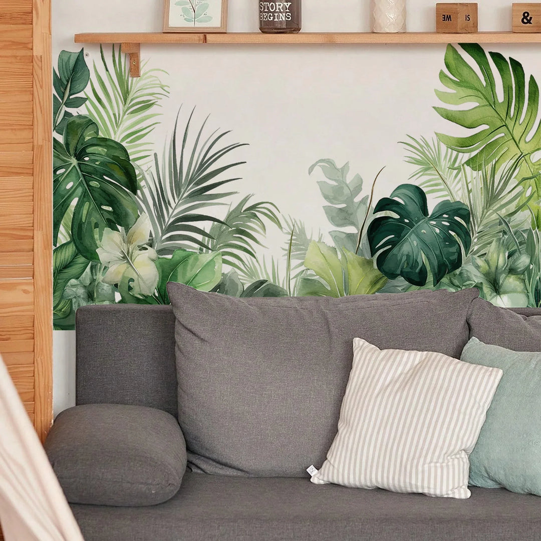 Lush Jungle Green Leaves Foliage Wall Mural Decal