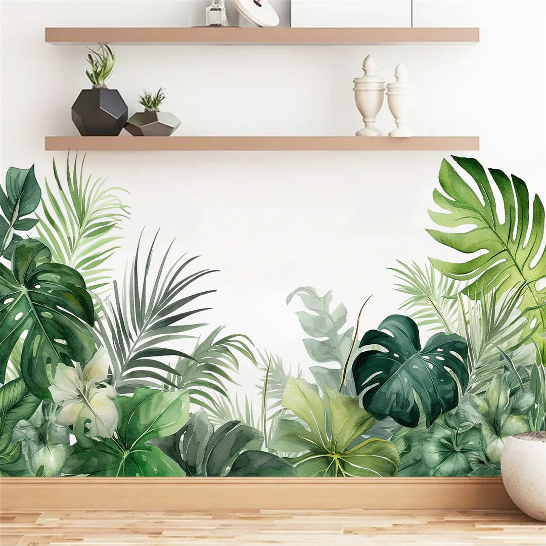 Lush Jungle Green Leaves Foliage Wall Mural Decal