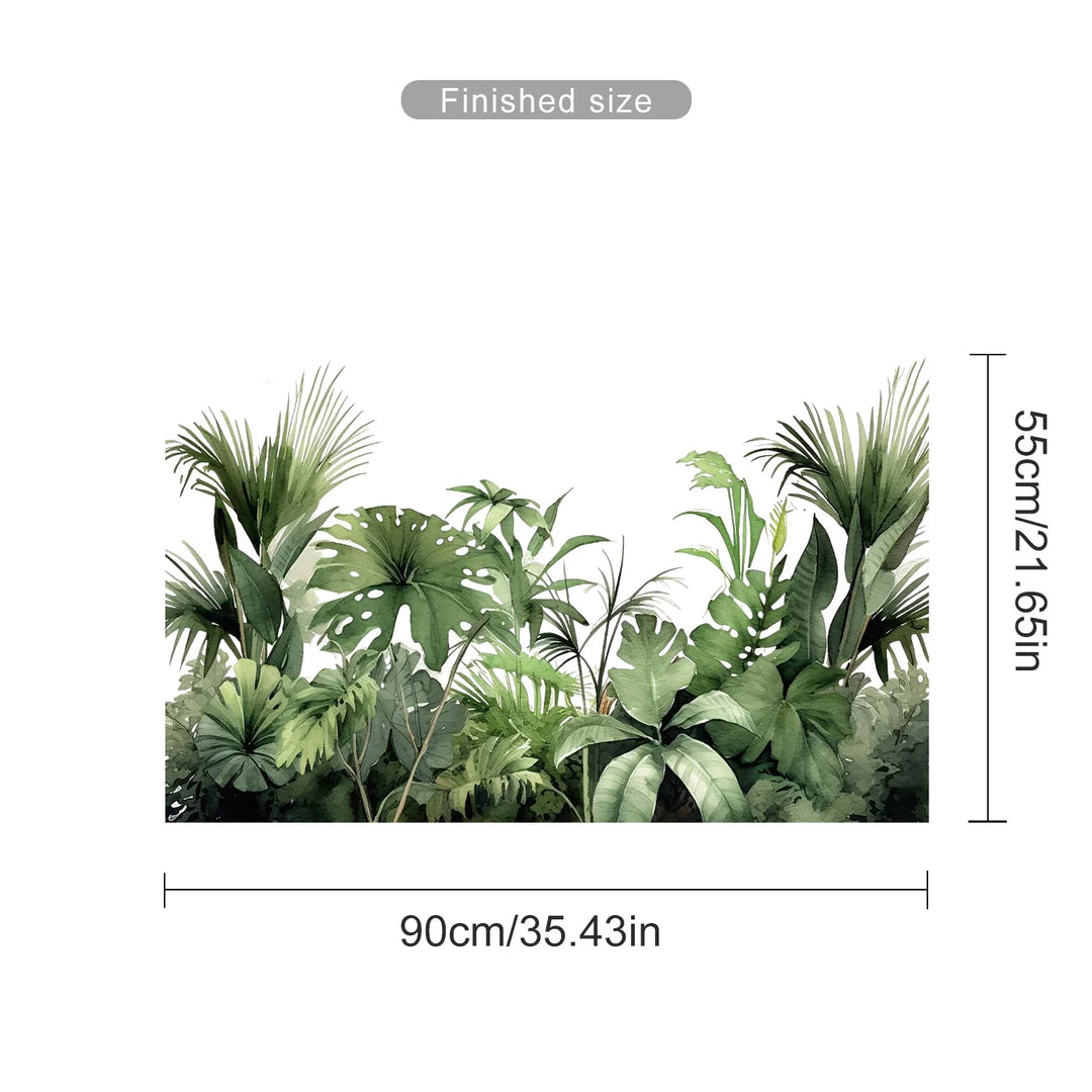 Lush Jungle Green Leaves Foliage Wall Mural Decal