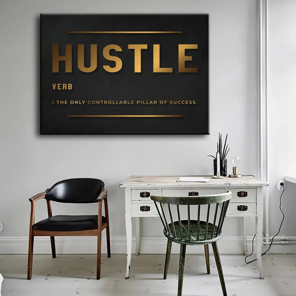 Success Hustle Inspirational Quotes Canvas Wall Art
