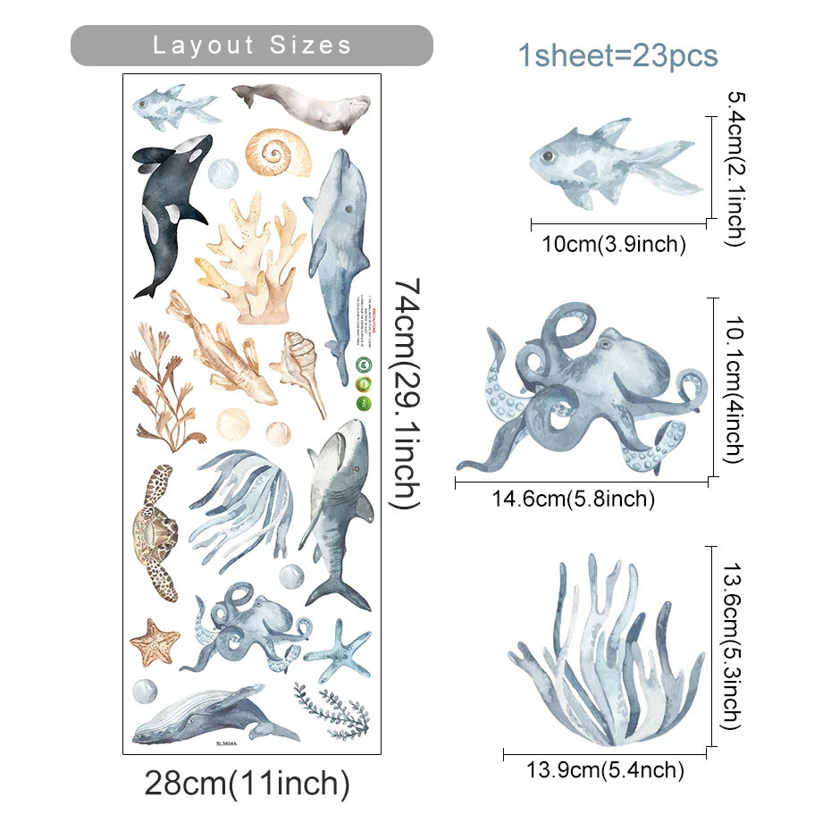 Marine Life Ocean Creatures Wall Decals
