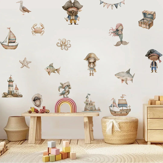 Mermaids Pirates And Treasure Wall Decals For Kids Room