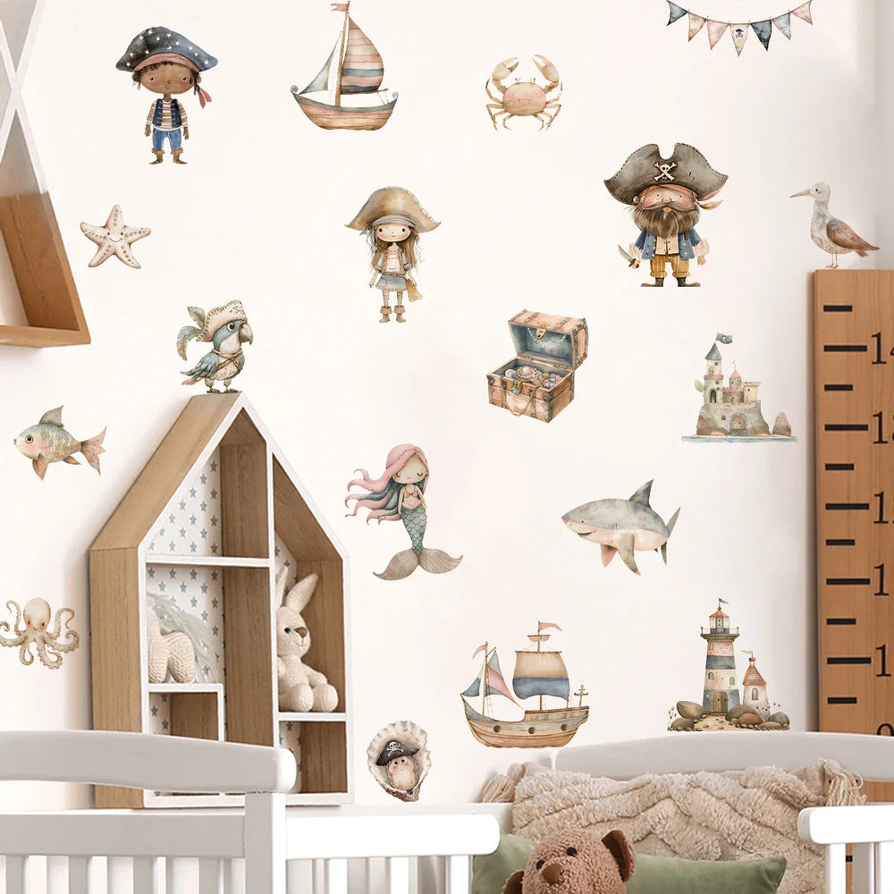 Mermaids Pirates And Treasure Wall Decals For Kids Room