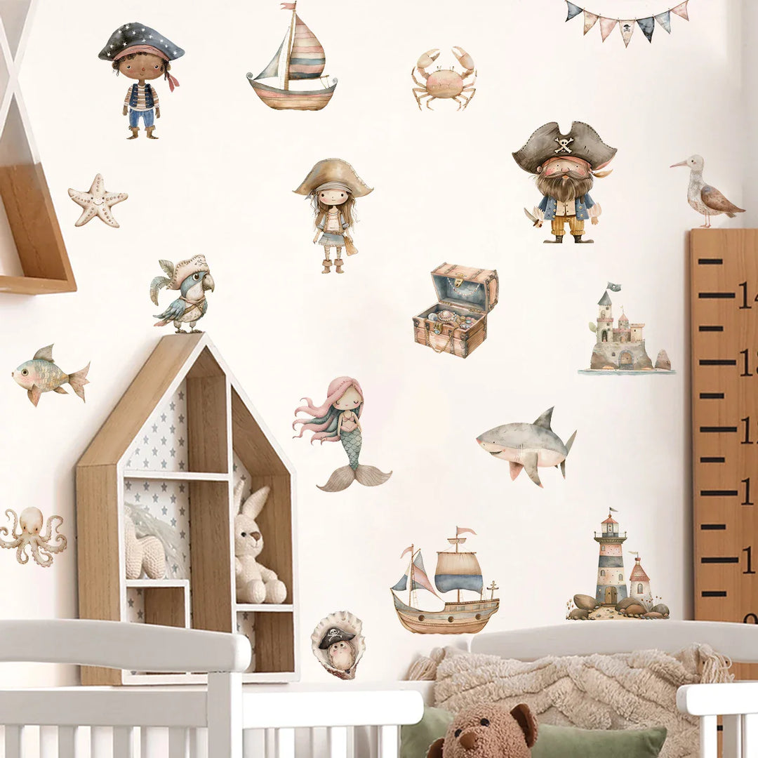 Mermaids Pirates And Treasure Wall Decals For Kids Room