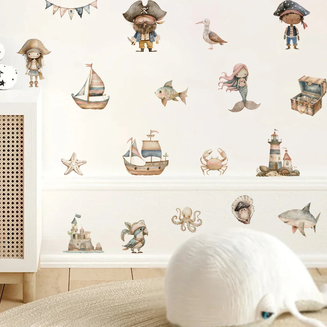 Mermaids Pirates And Treasure Wall Decals For Kids Room