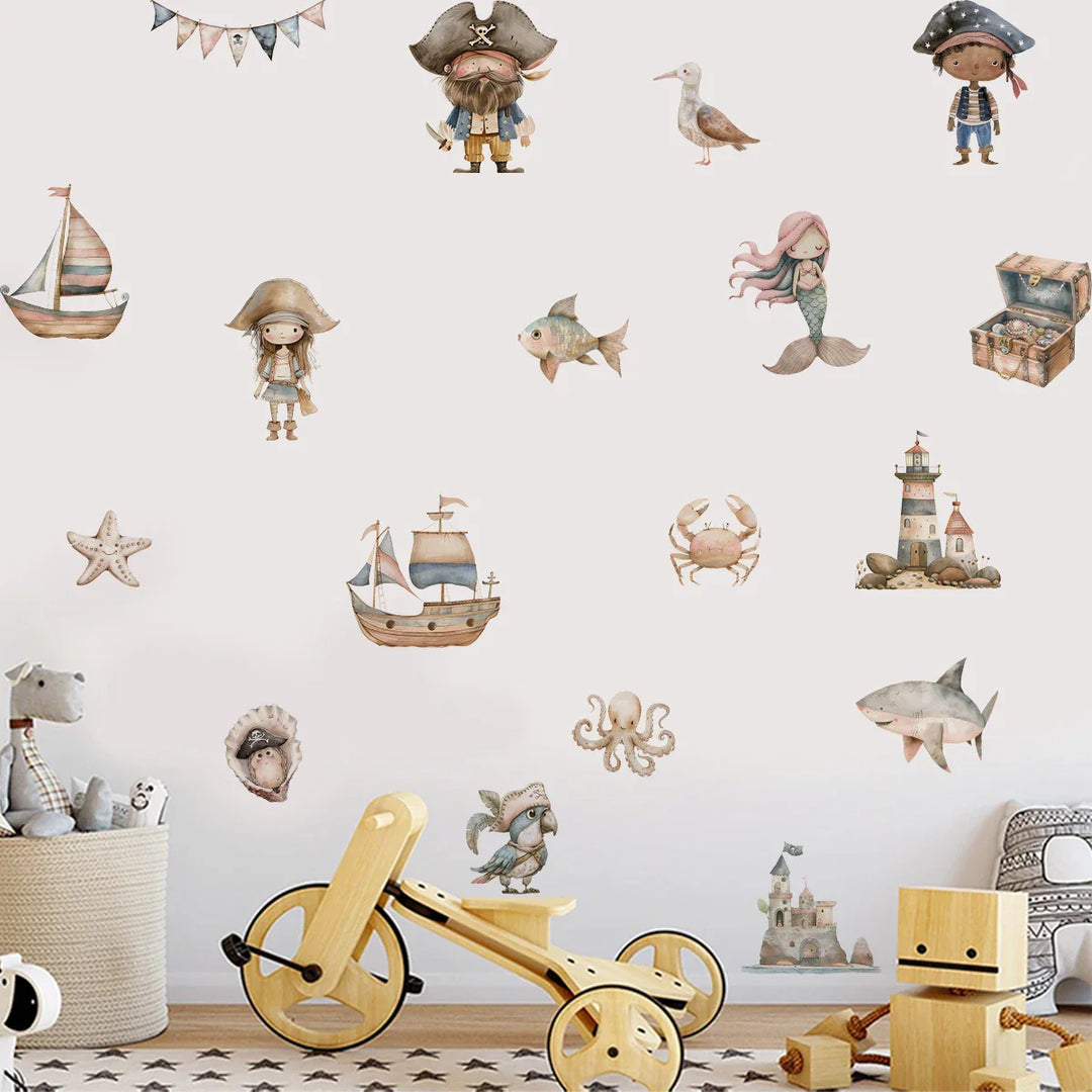 Mermaids Pirates And Treasure Wall Decals For Kids Room