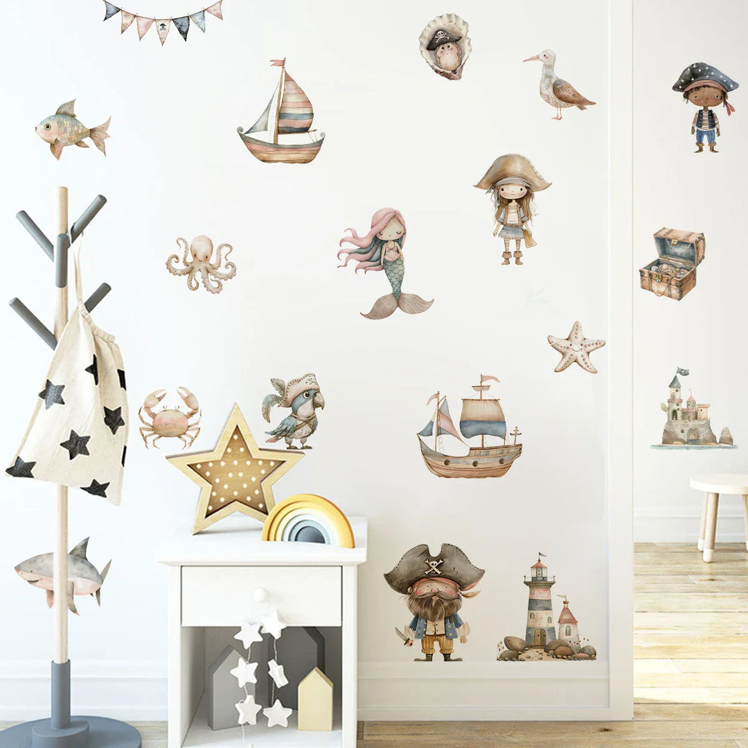 Mermaids Pirates And Treasure Wall Decals For Kids Room