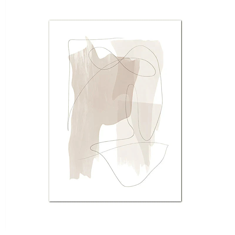 Minimalist Beige Gray Abstract Canvas Gallery Wall Art