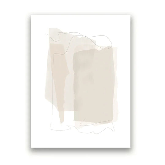 Minimalist Beige Gray Abstract Canvas Gallery Wall Art