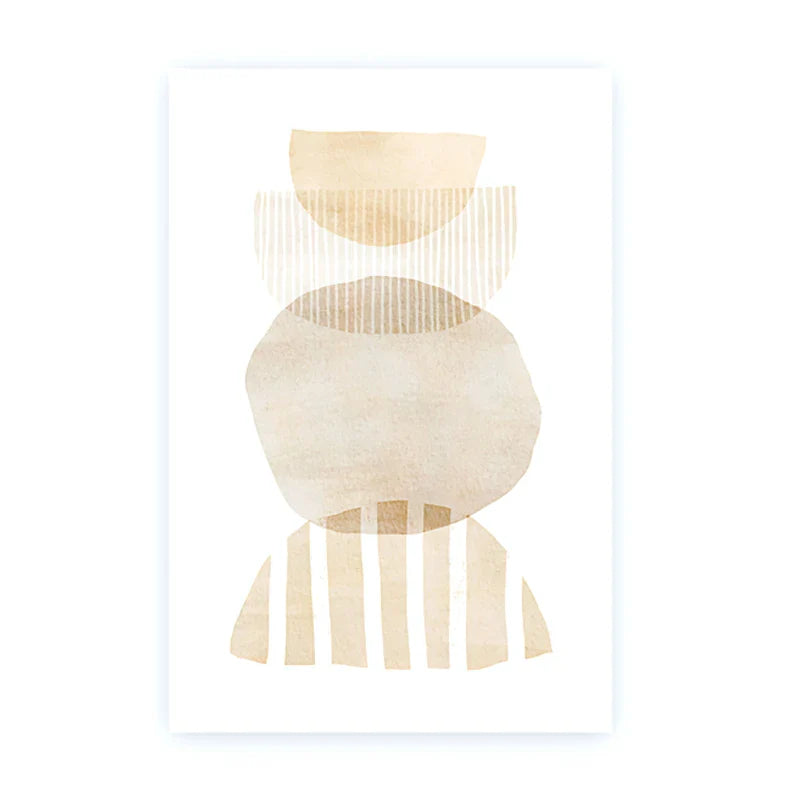 Minimalist Beige Gray Abstract Canvas Gallery Wall Art