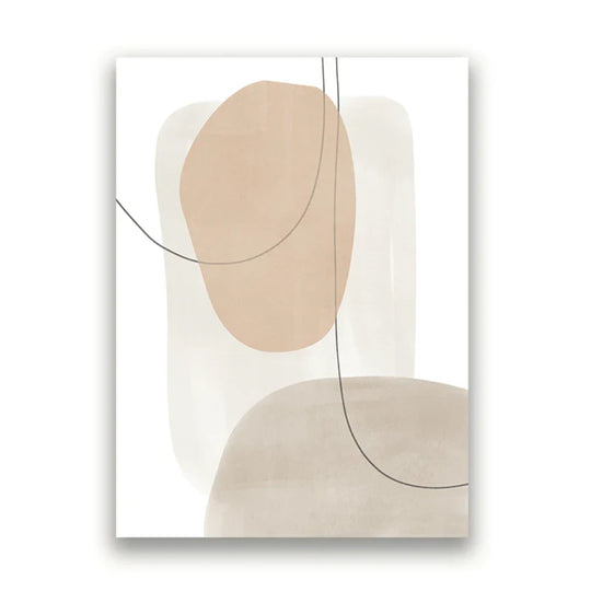Minimalist Beige Gray Abstract Canvas Gallery Wall Art