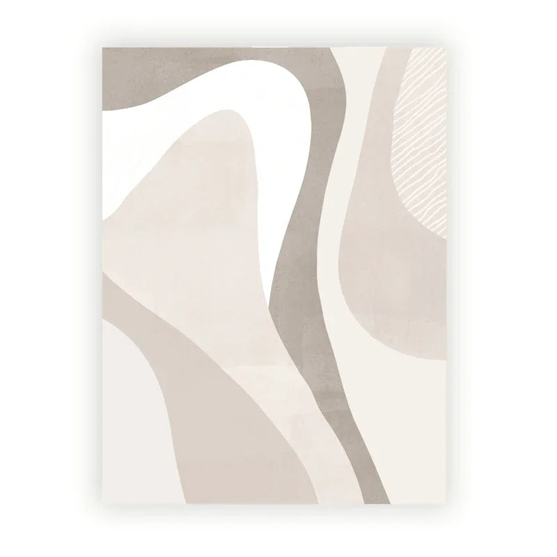 Minimalist Beige Gray Abstract Canvas Gallery Wall Art