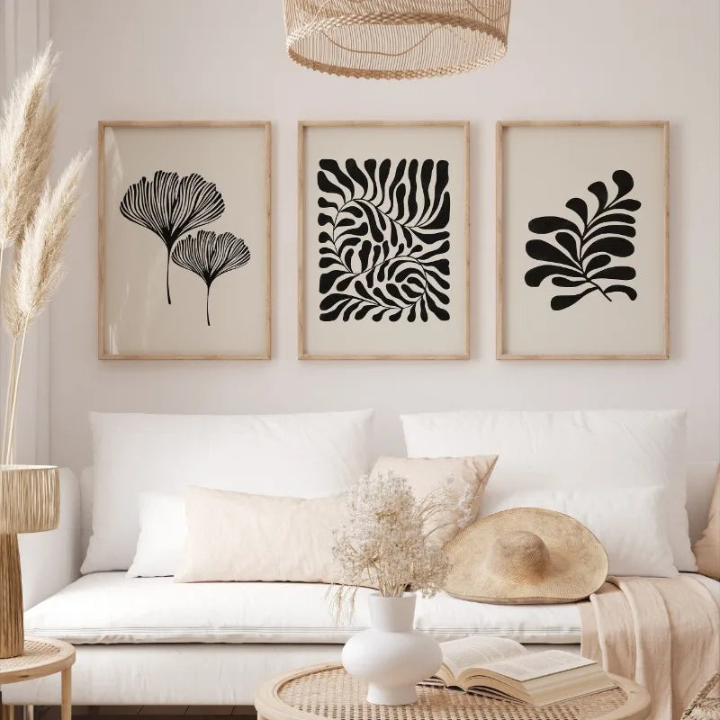 Minimalist Abstract Botanical Leaf Canvas Wall Art Print