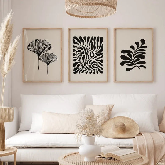 Minimalist Abstract Botanical Leaf Canvas Wall Art Print