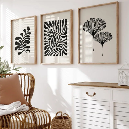 Minimalist Abstract Botanical Leaf Canvas Wall Art Print